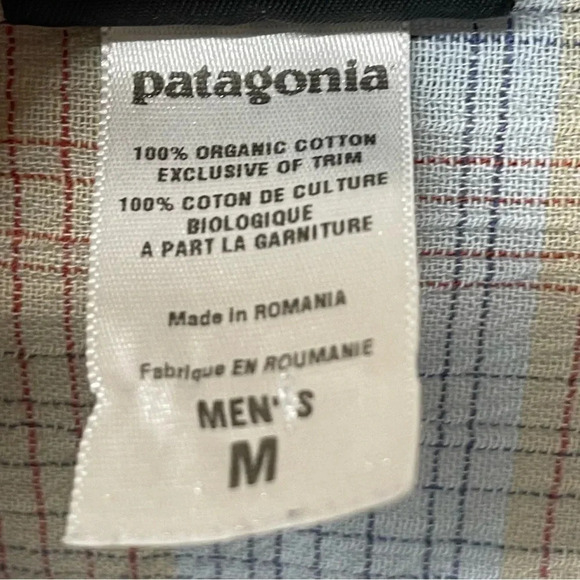 Men’s Patagonia 100% cotton short sleeved button down. Sz M. Blue & brown plaid - Picture 6 of 7